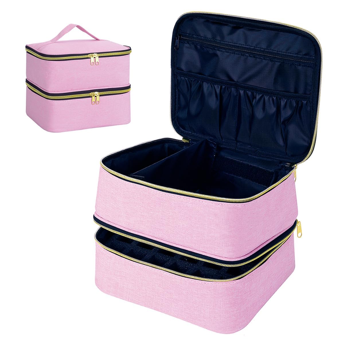 UOZL Nail Polish Organizer, Handheld Double Layer Organizer Holds 30 Bottles (15 ml/0.5 floz) with Adjustable Dividers for Nail Polish Small Manicure