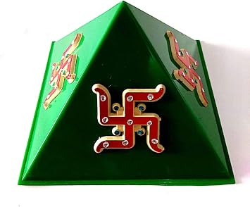 Craftopia Green Vastu Feng Shui Career Education Money Growth Pyramid Yantra with 9x9 Pyra Chips Plate Energized Reiki Healing Lucky Charm for Vastu Correction Home & Office