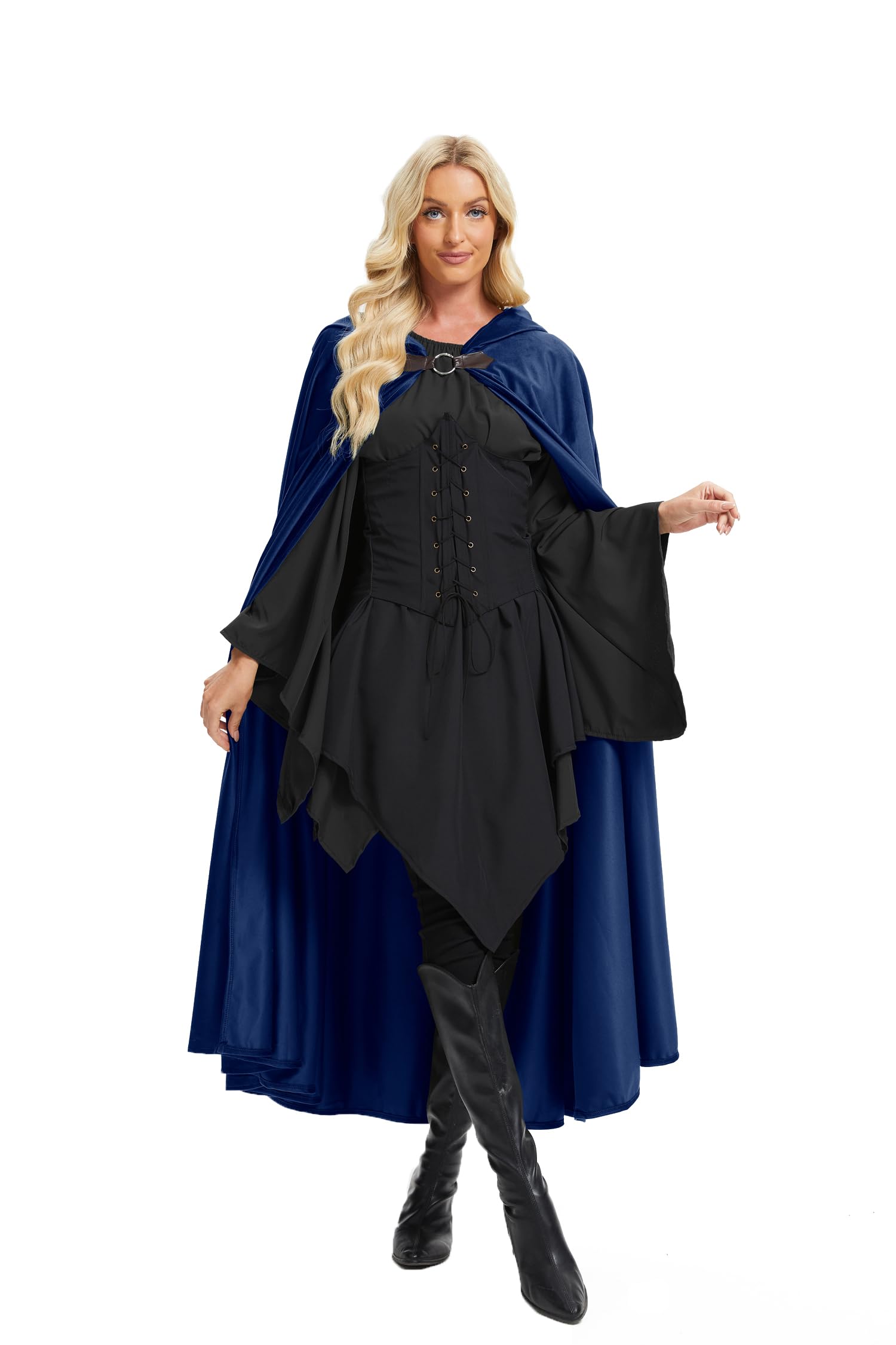 Halloween Kostüm Renaissance Umhang mit Kapuze Kostüm Samt Mantel für Männer Frauen Viktorianische Steampunk Mittelalterliche Cosplay Umhang Cape