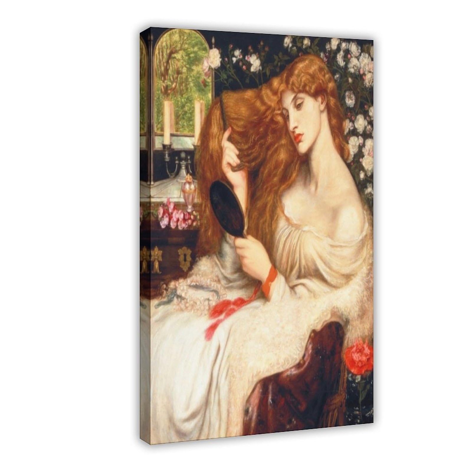 WCYB Lady Lilith by Dante Gabriel Rossetti Posters Prints Canvas Deco Paintings Wall Art Hangable Frame 12" L X 18" W