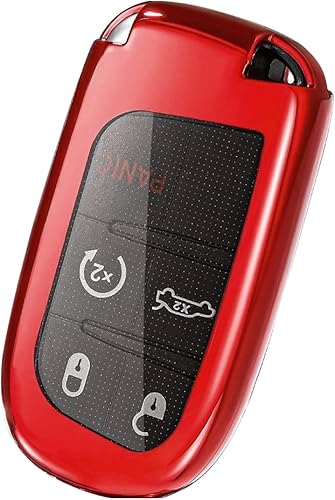 Miniatura 7 de Xotic Tech - Carcasa para llavero de TPU color rojo, compatible con Chrysler 200 300 o Dodge Charger Challenger Dart Durango Journey o Jeep Grand