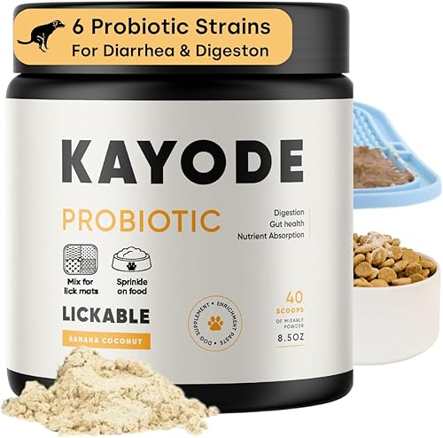 Pasta probiótica para perros Lickable de Kayode. para tapetes para lamer perros. 6 cepas vivas de probióticos para perros. 7 enzimas digestivas. 82% disponible en Yaxa Colombia