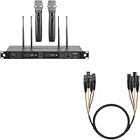 Vista 1 de Phenyx Pro True Diversity Dual Wireless Microphone Set PTU-2U Bundle Con 3Ft XLR Snake Cable PTA-0040-XLR