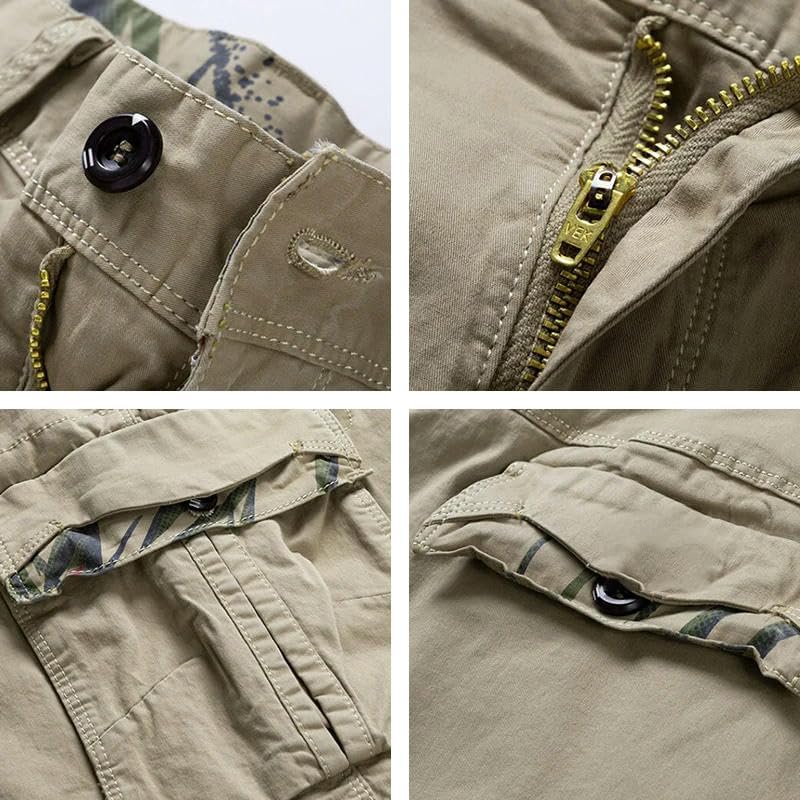 Men's Summer Cargo Shorts Cotton Beach Multi Pocket Spring Casual