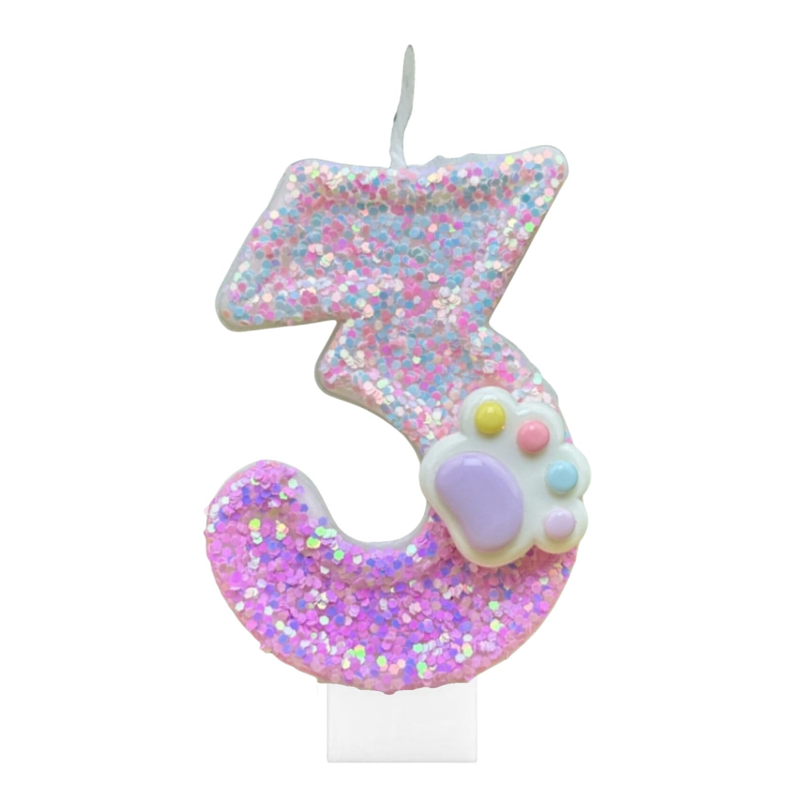 Velas con números de pata de gato y perro para decoración de tartas, vela número 3 de gatito rosa, decoración de pastel de cumpleaños con temática de perro para decoraciones de fiesta