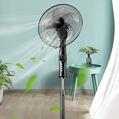 Miniatura 3 de Ventilador de pie ajustable de 3 velocidades, ventilador de pie oscilante de gran angular con 9 cuchillas, ventilador silencioso de pedestal de