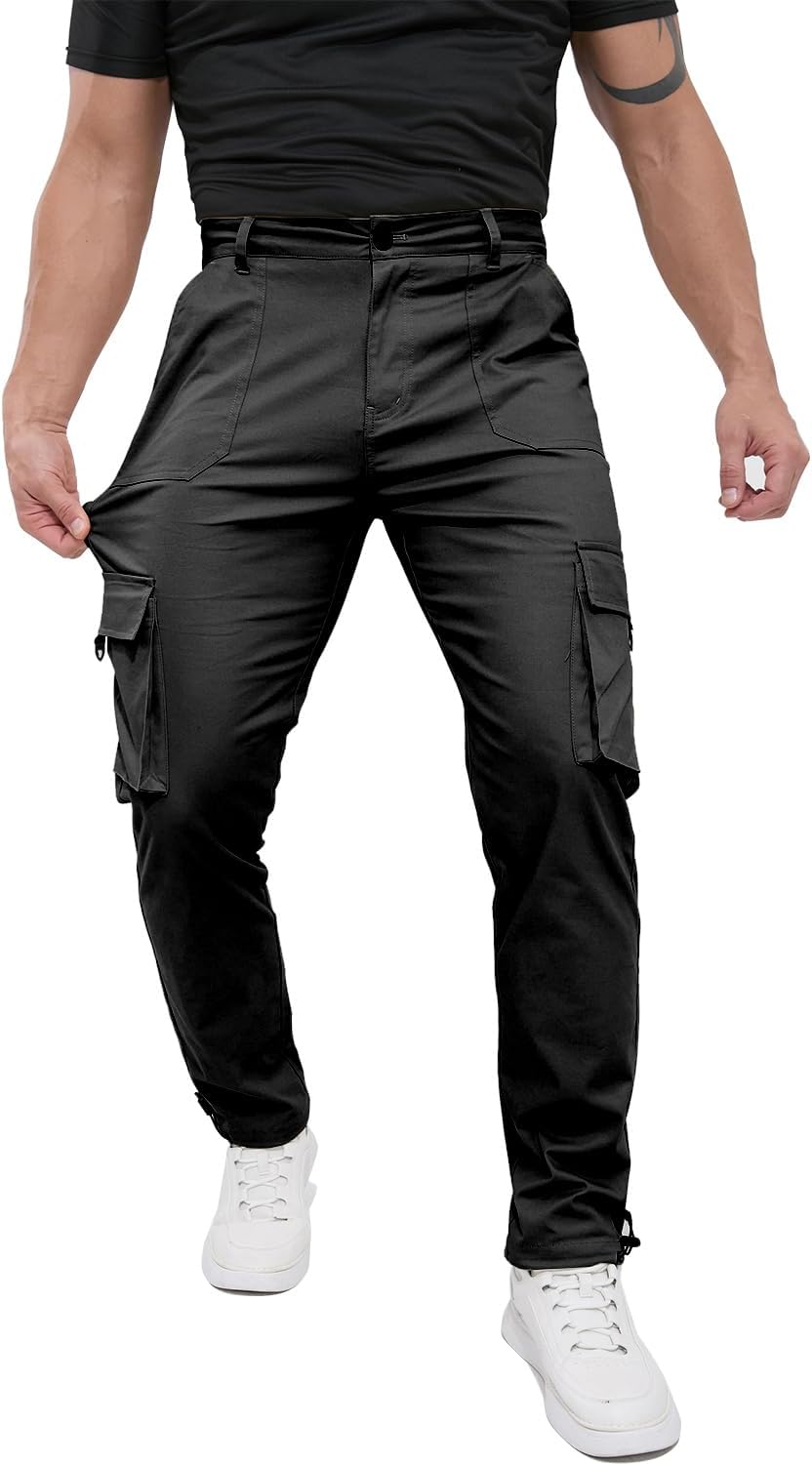 ALLELMS Mens Cargo Pants Classic Fit Stretch Lightweight Casual Pants for Men - Image 2