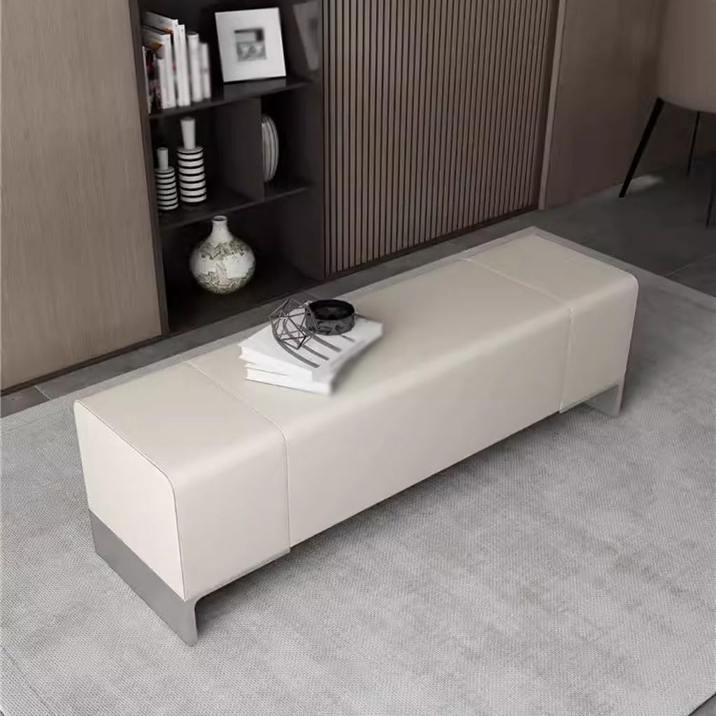 Generico Panca Leggera di Lusso Italiana - Elegante Sgabello per Soggiorno, Camera da Letto e toletta - Semplice Panca portascarpe con Comodi poggiapiedi - 150x42x45 cm