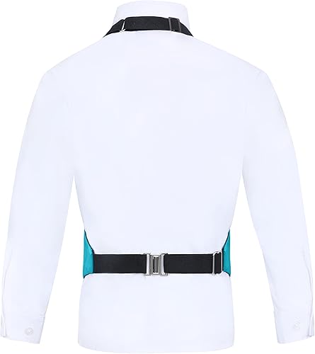 Miniatura 2 de S.H. Churchill & Co. Conjunto de chaleco formal sin espalda de 3 piezas para niños, incluye chaleco, pajarita, bolsillo cuadrado para esmoquin o