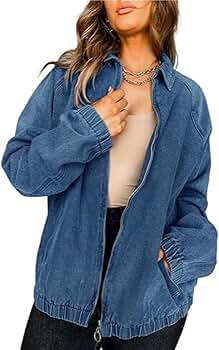 Anybird Womens Denim Jackets Zip Up Long Sleeve Lapel