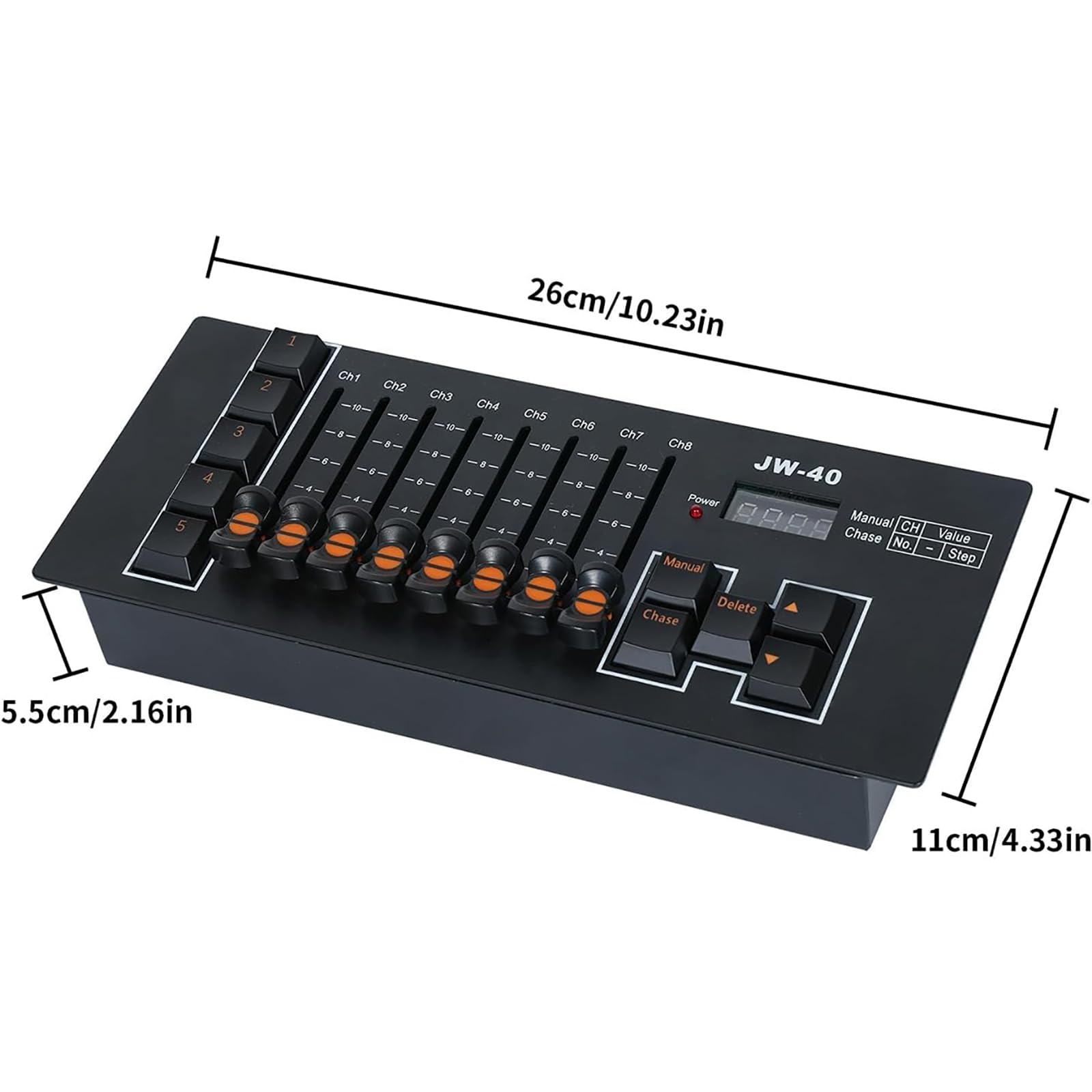 DMX512 Console Programmabili Costruire in Batteria 8 Cursori Canali 5 Effetti 40CH Controllo per Discoteca Evento Matrimonio Ricaricabile Controller Programmabile