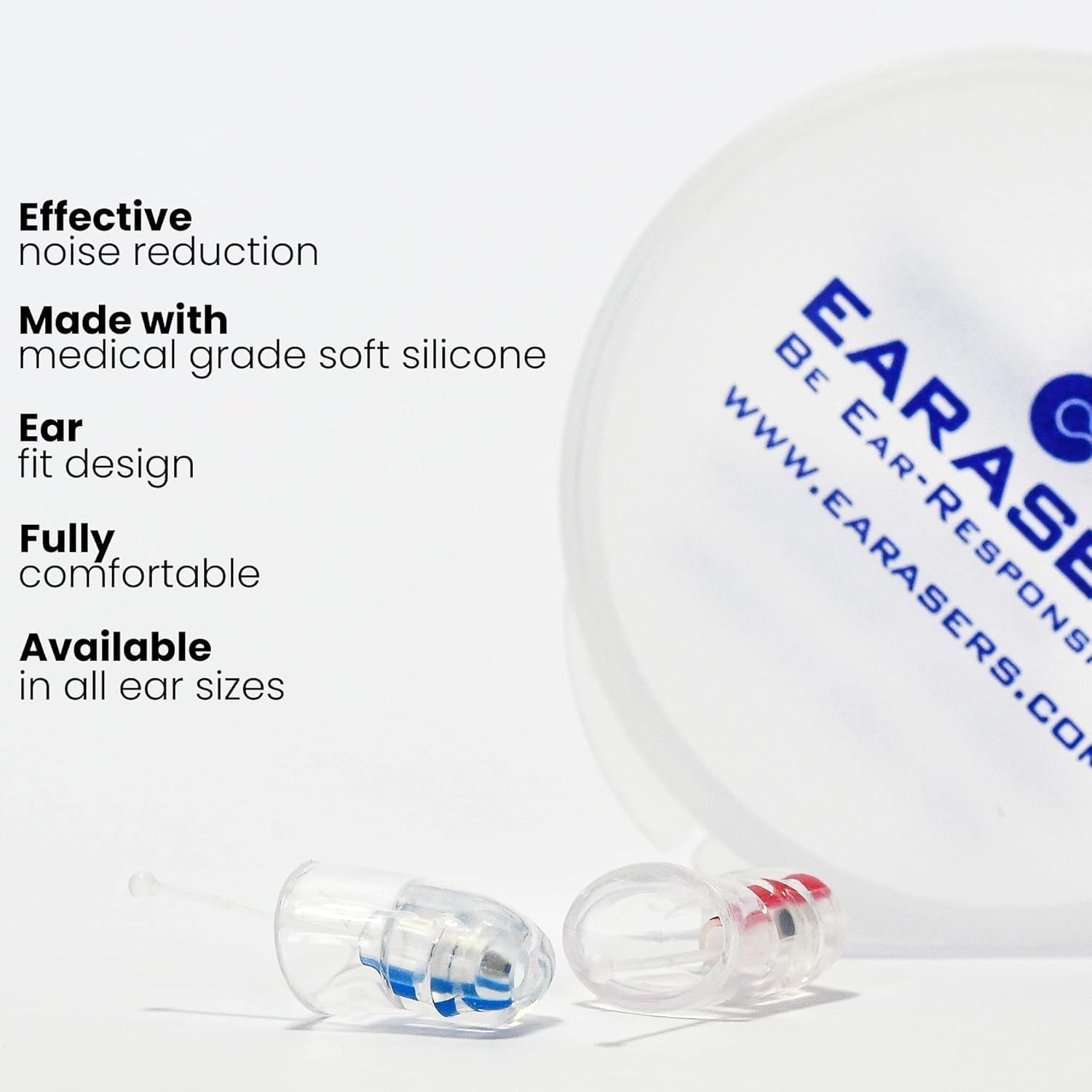 Earasers Euro Tappi Orecchie per Concerti – Morbido Silicone Riutilizzabile Tappi Orecchie Protezione Dell'udito per Musicisti, DJs, Batteristi, Motociclette – Riduzione del Rumore 26dB (Piccolo)