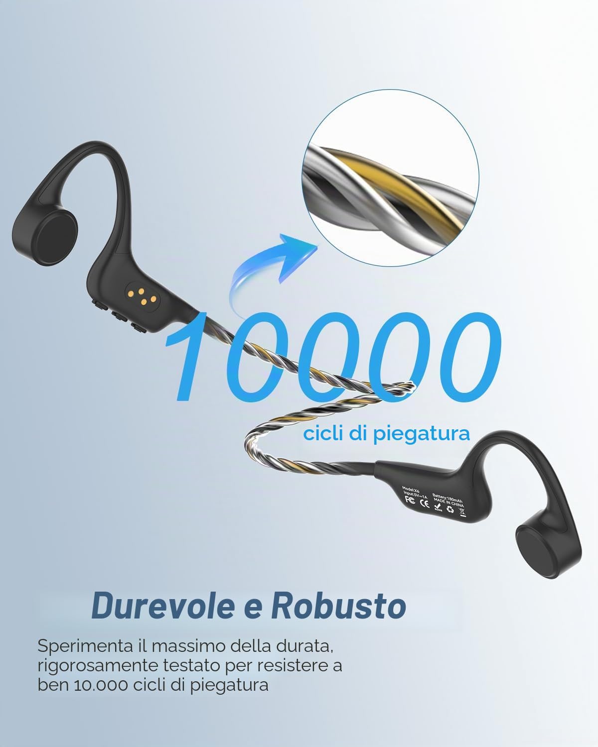 ANSTEN Cuffie Conduzione Ossea Nuoto Bluetooth 5.4, Cuffie Subacquee per Piscina IPX8, Open Ear con Memoria MP3 da 8GB, Auricolari Sport Per Nuoto, Surf, Corsa, Ciclismo