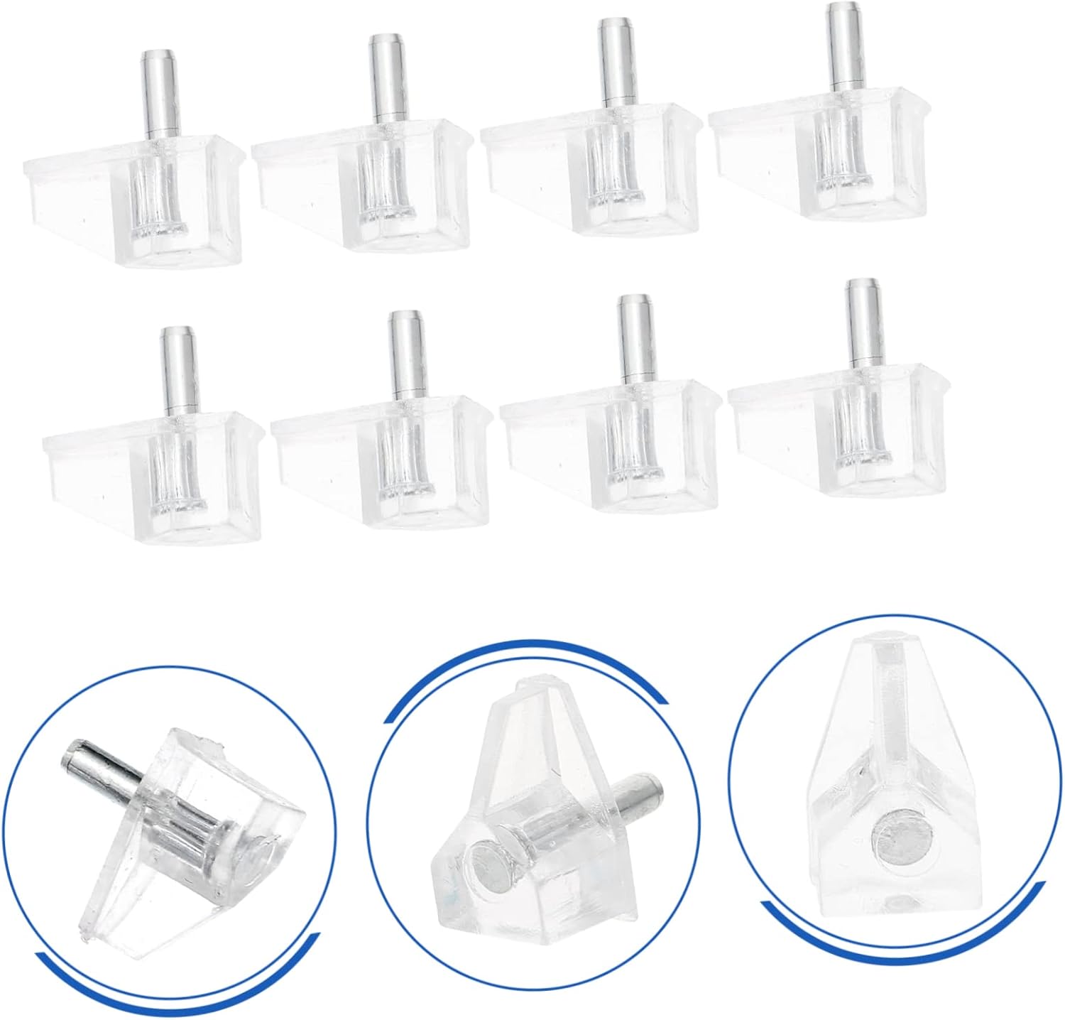 HOMSFOU 20pcs Transparent Plastic Cabinet Shelf Pegs Durable Shelf Support Brackets for Boards Compatible with Bookcases and Entertainment Centers