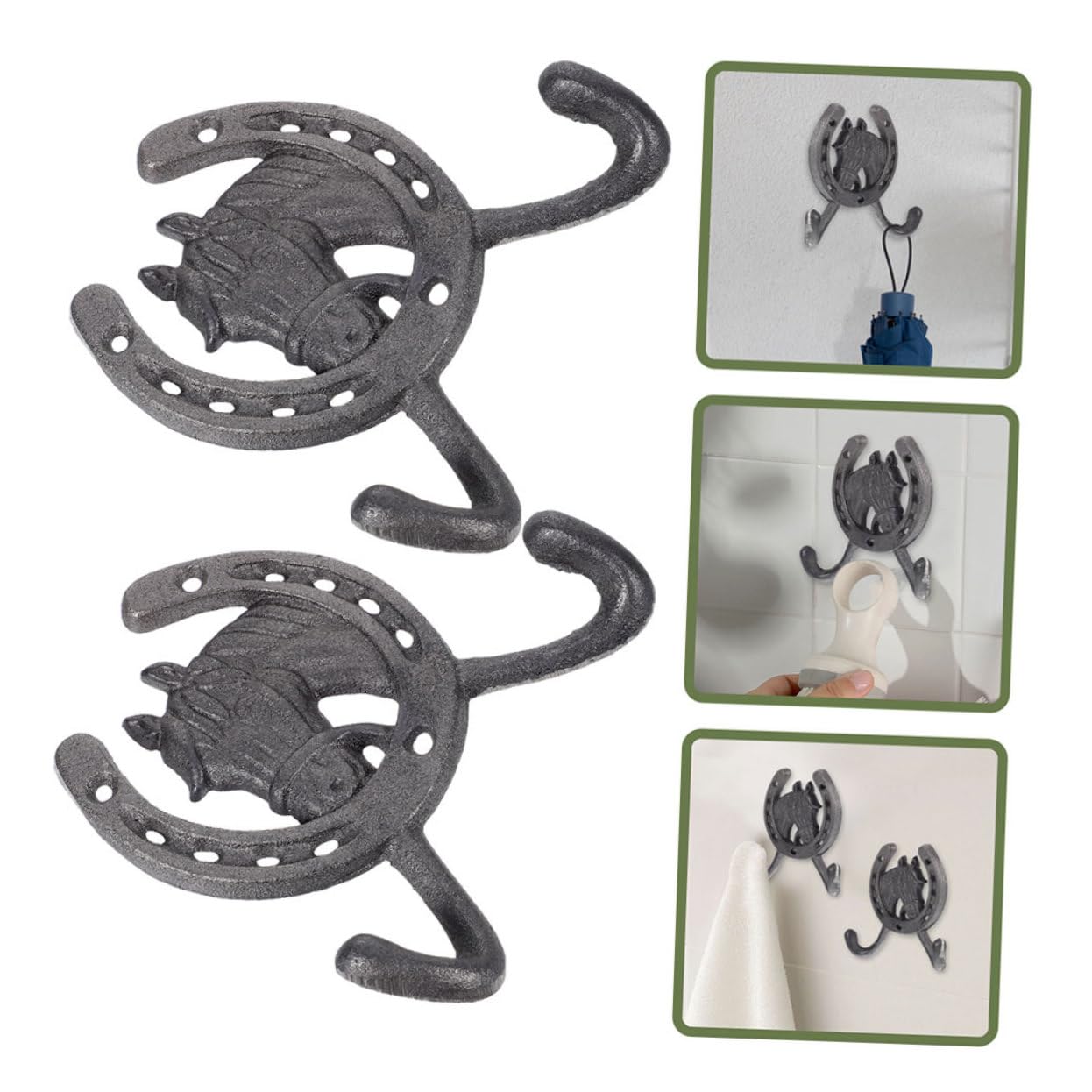 Ganchos de Pared de Hierro en Forma Herradura, 4 Piezas