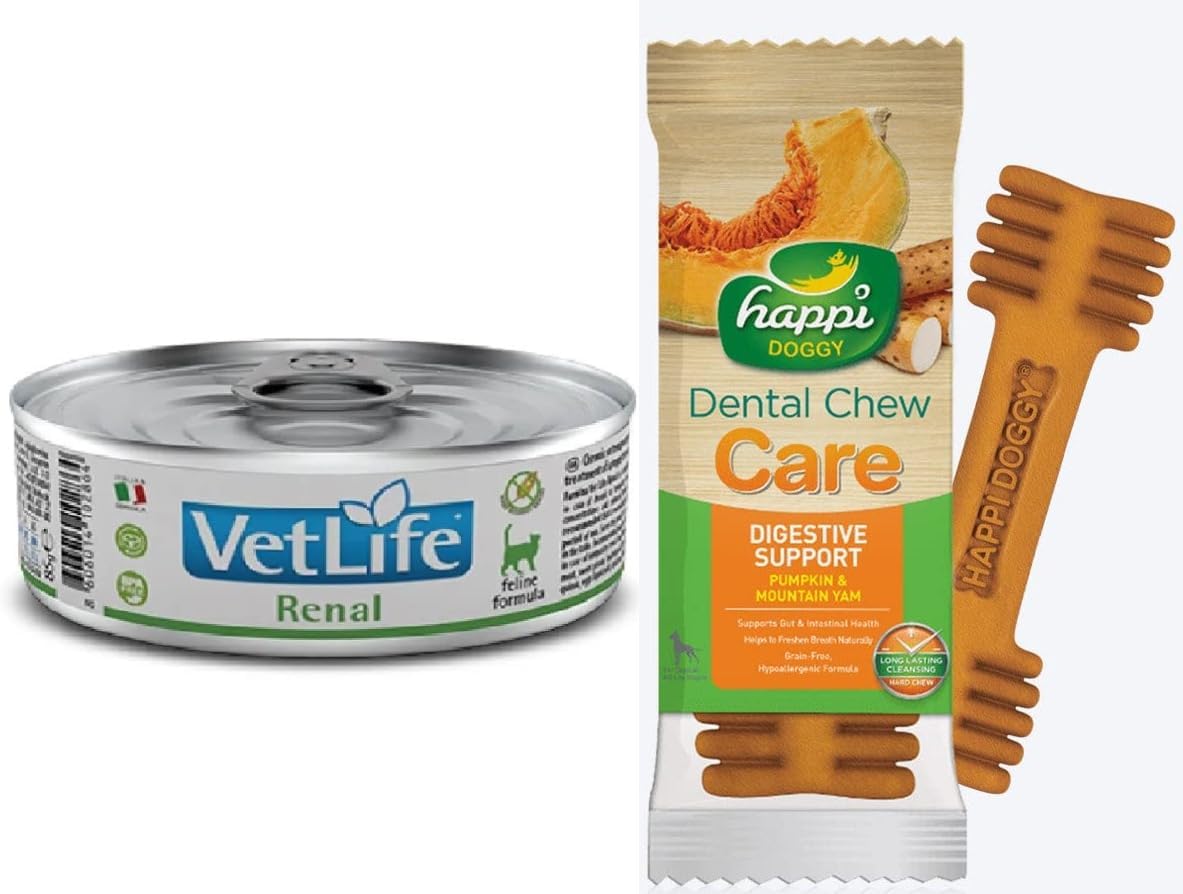 Vet Life Wet Renal Food, Supports Renal Function, for Cat 85gm, Pack of 6 and Sold by PUPS AND PETS with Free Happi Doggy Treat
