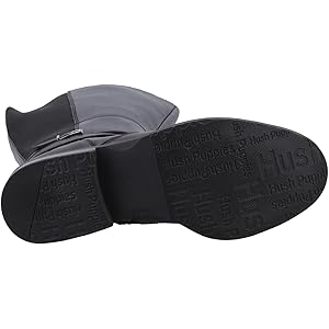 Hush Puppies ロングブーツ　スウェード　ブラック　黒 ニッセン ブーツ 靴 4E 5E 幅広 ゆったり 大きいサイズ ワイド