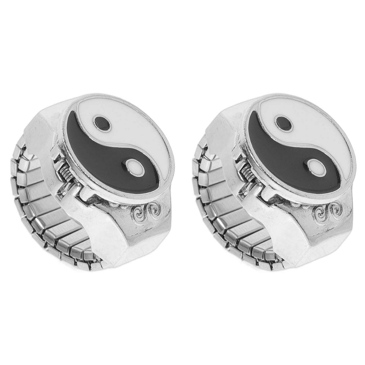 2 Pcs Disc Ring Watch One Ring Watch Ring Retro Finger Ring Statement Ring Digital Watches for Women Yin Yang Ring Finger Rings for Men Finger Ornament Universal Bracelet Metal Man