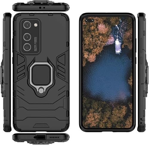 Miniatura 8 de Compatible con Huawei P40 Pro, soporte de metal con agarre de anillo de apoyo (funciona con soporte magnético para automóvil), funda resistente de