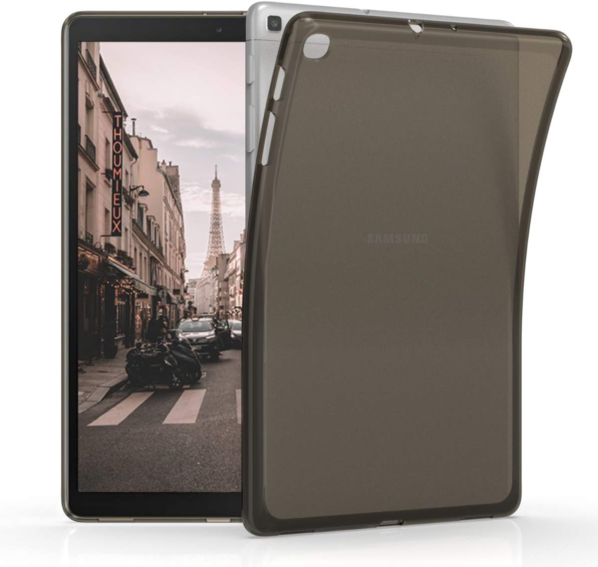 kwmobile Case Compatible with Samsung Galaxy Tab A 10.1 (2019) - Case Soft Crystal TPU Tablet Back Protector Cover - Black/Transparent
