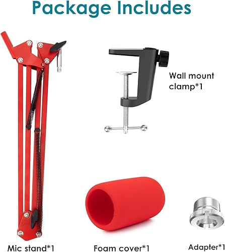 Miniatura 6 de Brazo de micrófono rojo compatible con HyperX QuadCast S - Soporte de brazo de brazo QuadCast Premium para juegos, transmisión por YOUSHARES