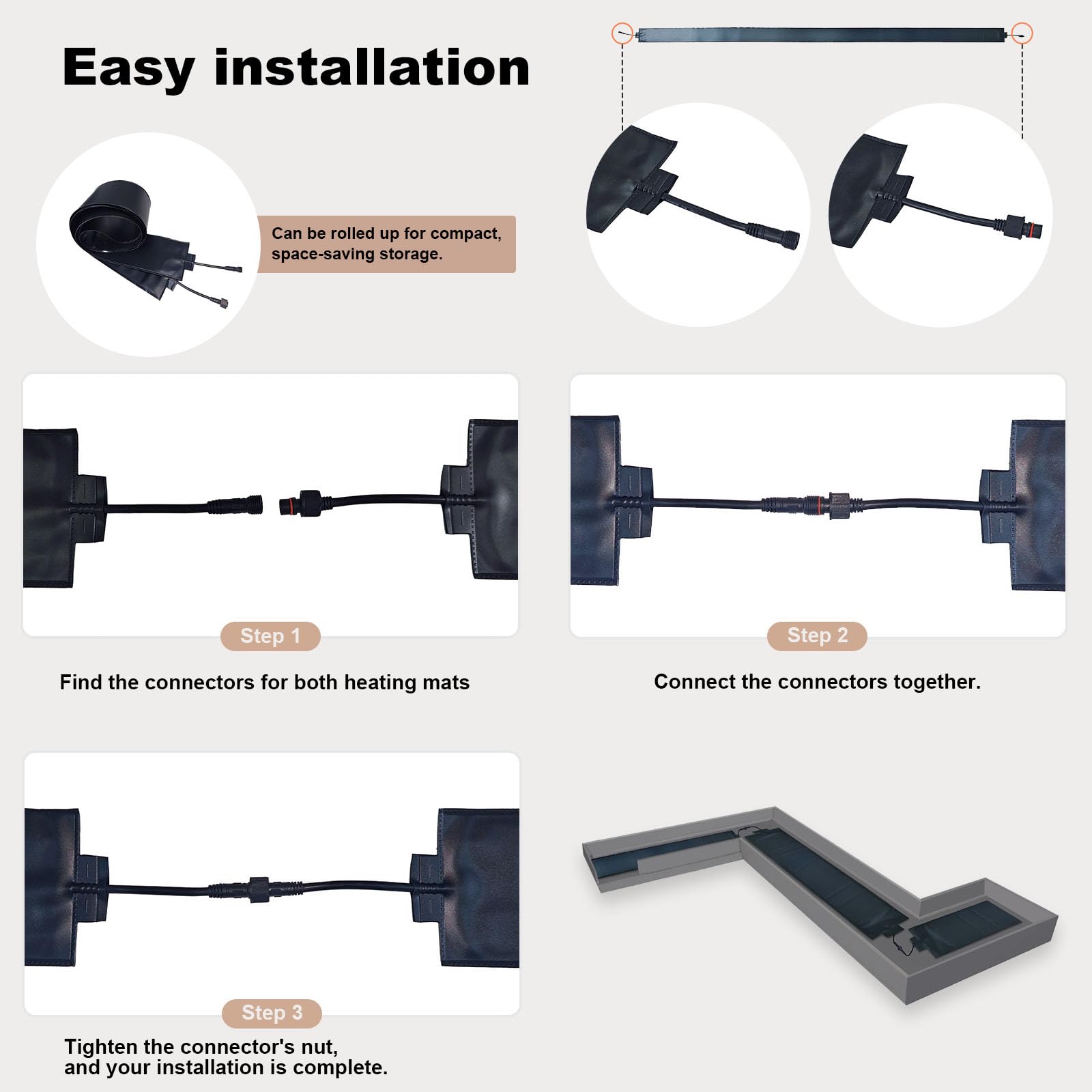 Manta de Deshielo de Grafeno para Techos y Canaletas - Almohadilla Térmica Anticongelante para Tuberías de Bajo Consumo, Alternativa a los Cables Calefactores Tradicionales(Size:300cm)