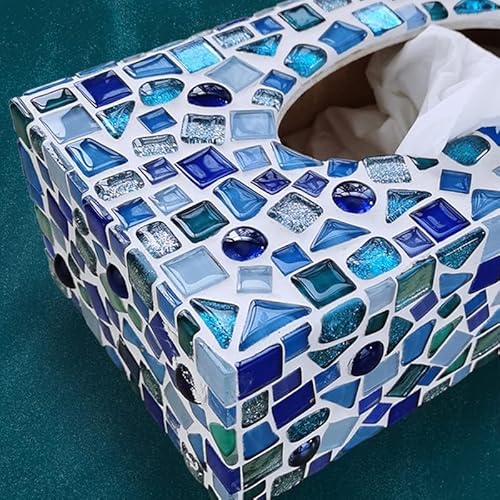 Basicon 400g Glas-Mosaiksteine - Verschiedene Formen, Glitzer, Kleine Bunte Unregelmäßige Kristall Fliesen für DIY Handgemachtes Dekor