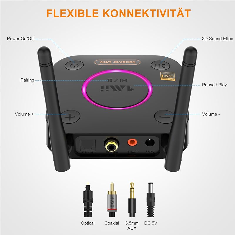 1Mii B06Ultra Bluetooth 5.2 vevő LDAC Hi-Res audiofil DAC-kal és aptX HD támogatással