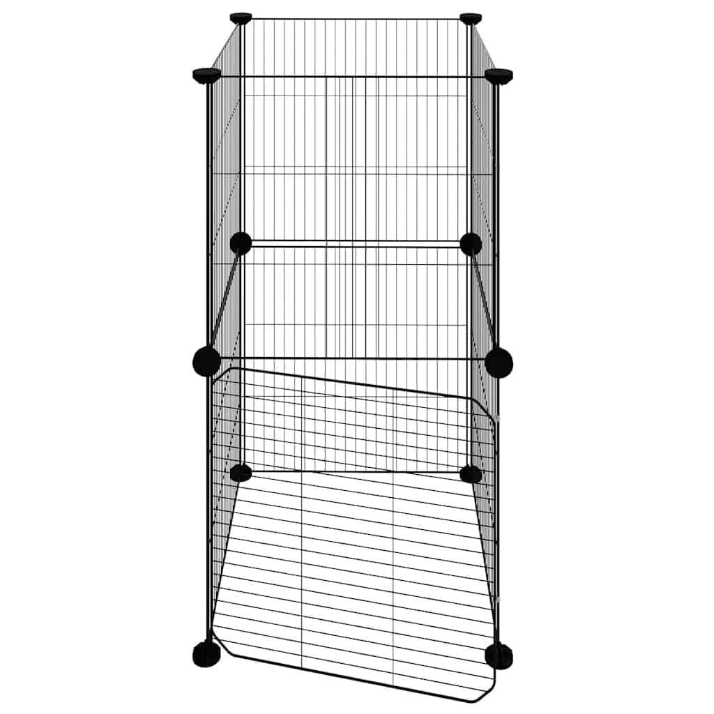 8 piezas jaula para mascotas con puerta negra 35 x 35 cm de acero, rejilla expandible para roedores, conejos, cobayas, hámsters, interiores y exteriores, apartamentos y balcones