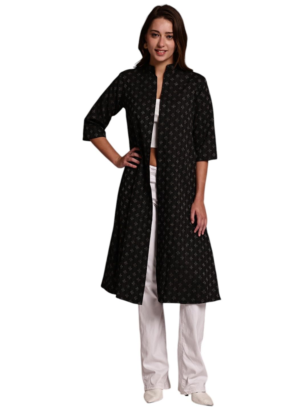 enchanted drapes Black Printed Women's Cotton Shrug-picture-35