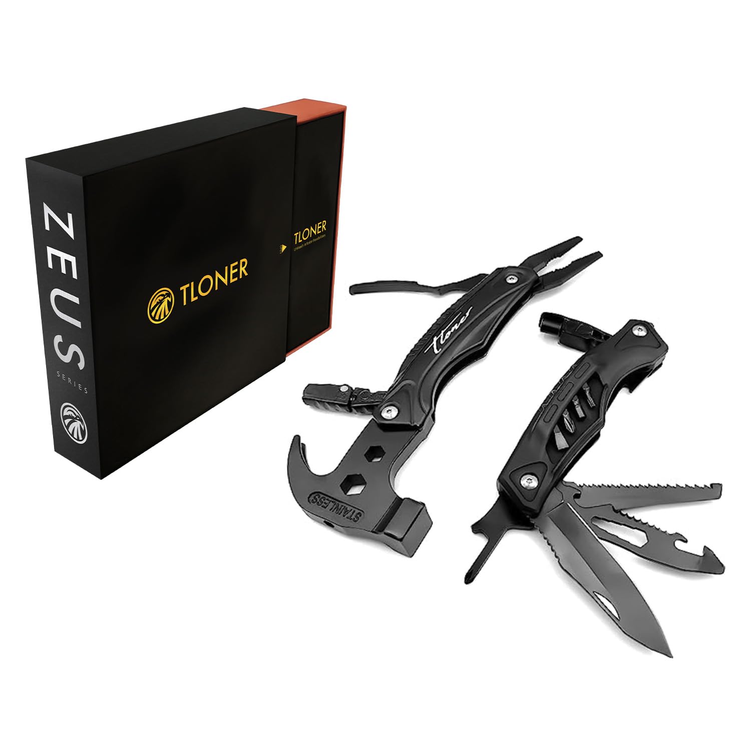 TLONER, ZEUS Series 21-H Multitool hammer with Premium Stainless Steel  Pliers and Saw, Short Dagger, Combo Tool，Black Luxury Gift Box : Amazon.sg:  DIY and Tools