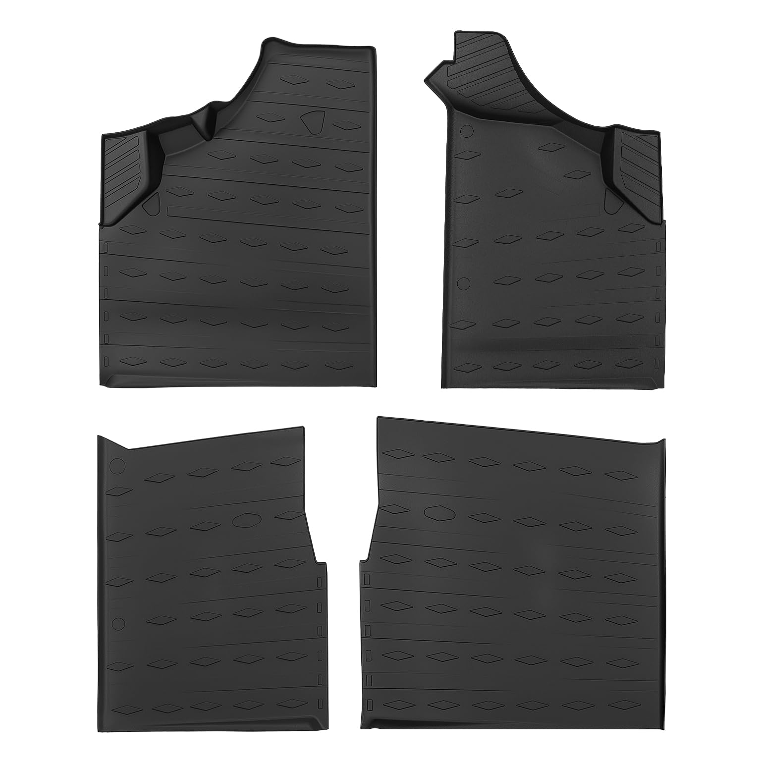 KEMIMOTO Floor Mats 4pcs Compatible with 2020-2026 Can-Am Defender MAX HD 7/8/9/10 Anti-Slip All-Weather Protection TPE Rubber Floor Liners for Front and Rear Seats (with Corner Cut)
