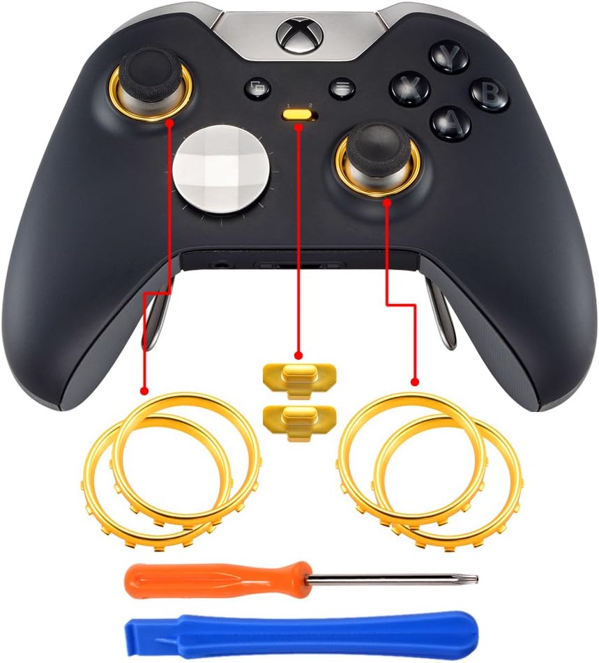 eXtremeRate Matte Chrome Gold Accent Rings Accessories for Xbox One