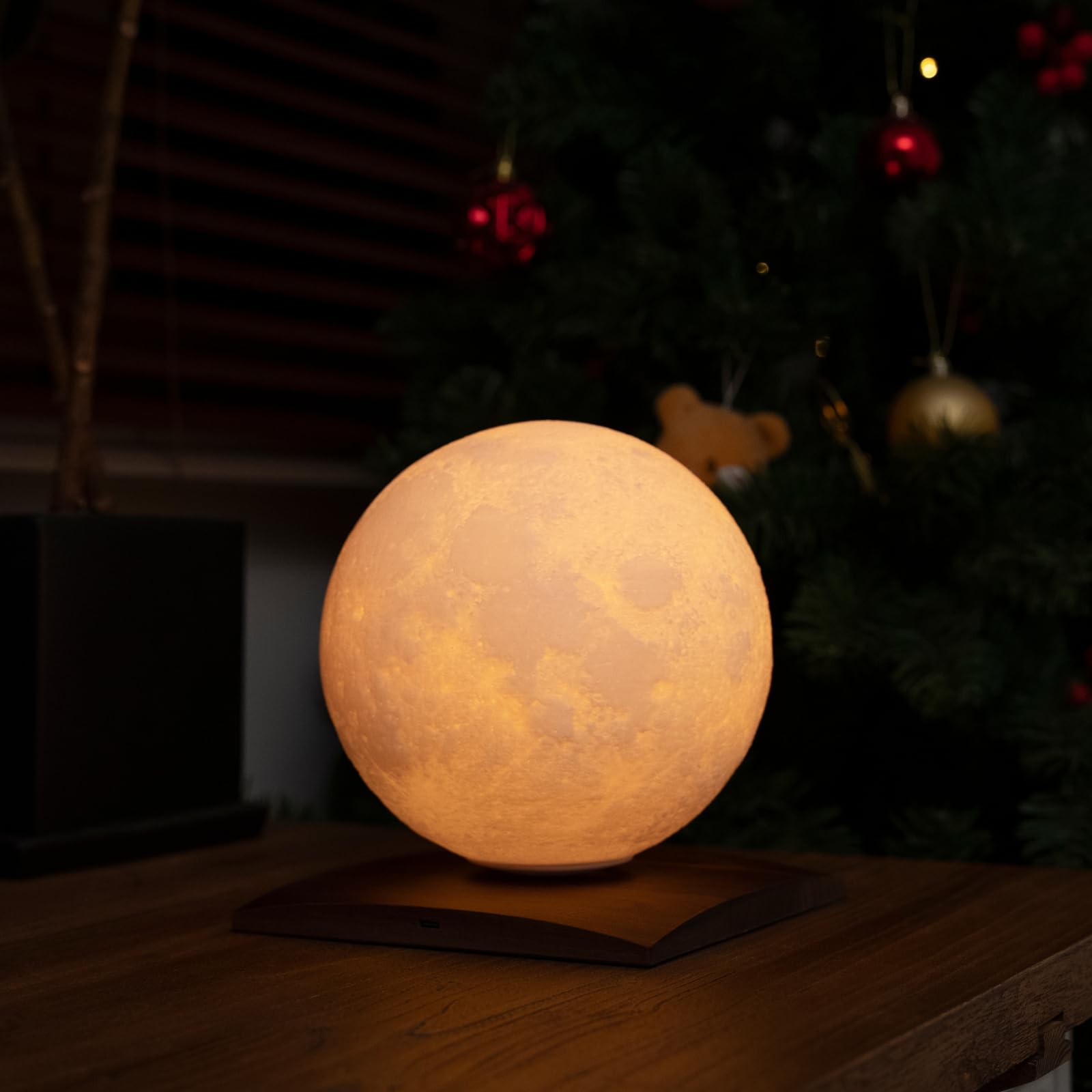 Gingko Design Smart LunaSpin Lamp Mini - Floating & Spinning Moon Lamp, Brown - Image 3