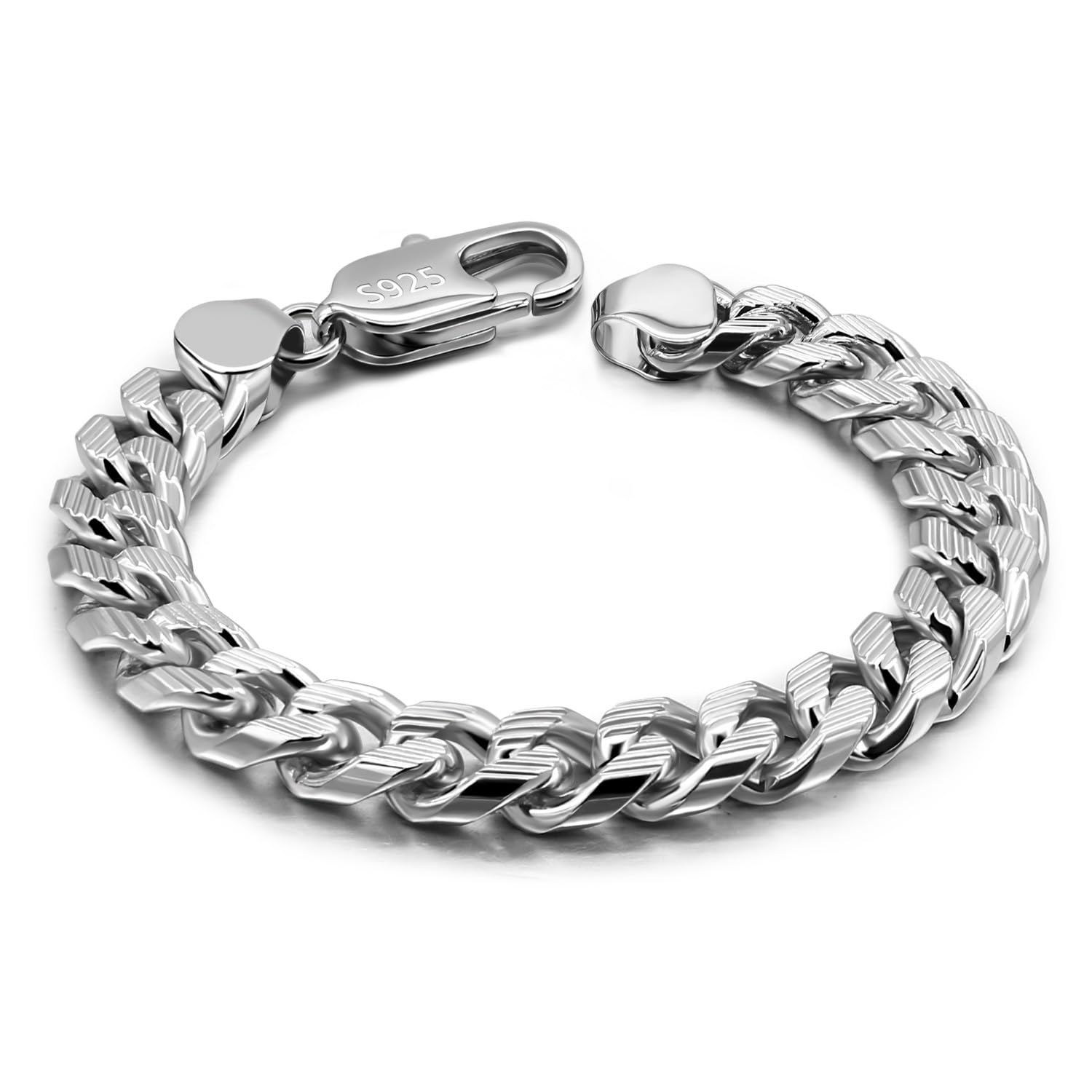Dankadi Italian Men 925 Sterling Silver Bracelet 8-10-12MM Solid Miami Cuban Link Curb Chain 7" 7.5" 8" 8.5" 9" 9.5" 10" Bangle Man Jewelry Gift