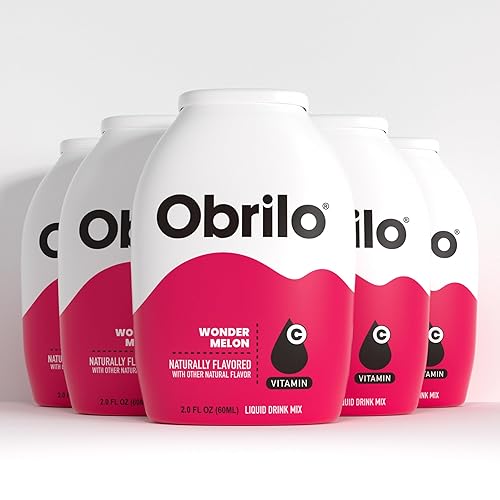Obrilo Water Enhancer Liquid Flavoring Drops - ZERO Sugar/Calorie, Dye Free, Naturally Flavored Drink Syrup, 2.0 fl oz x 5 Bottles for Kids & Adults (Wonder Melon) - Wonder Melon - 2 Fl Oz (Pack of 5)