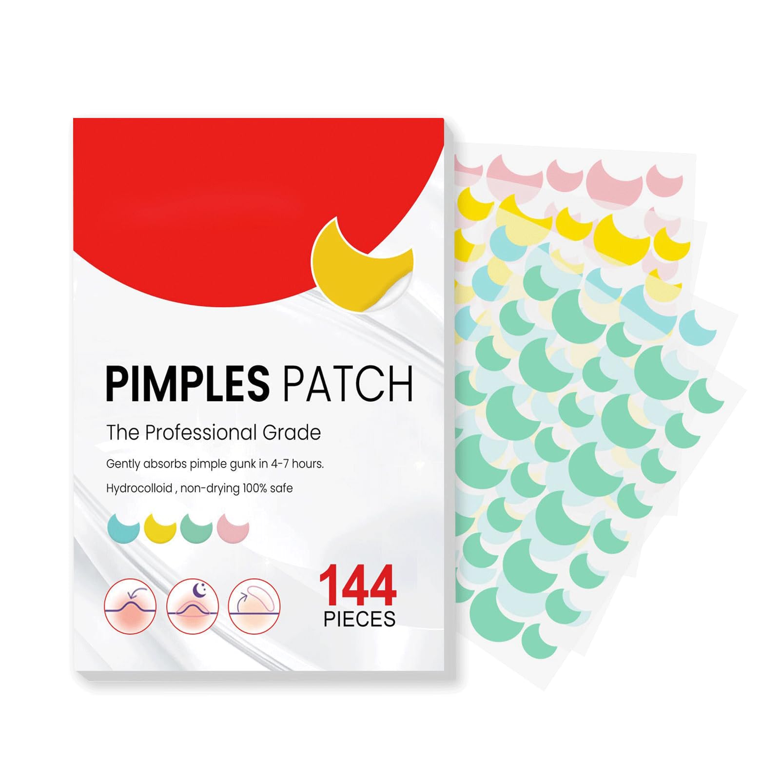 TrendyfavePimple Patches 144Pcs Spot Patches Moon Shape Blemish Patches, Hydrocolloid Acne Patches For Face Zit Patch Acne Dots, Spot Stickers with Tea Tree Oi