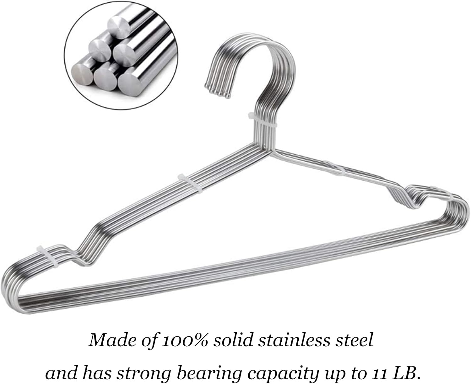 10 Pack Stainless Steel 15.75 Inches Clothes Hangers - Strong Heavy Duty, Ultra Thin Space Saving, Durable Slim Sleek Silver