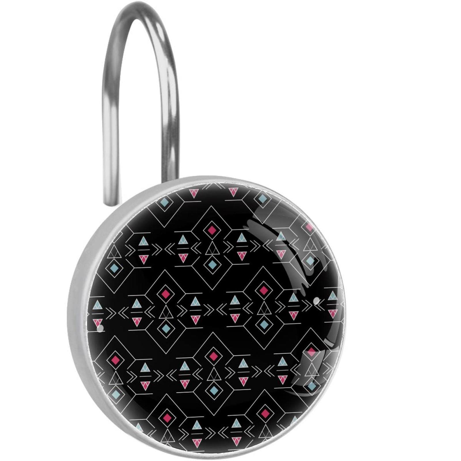 Crochets de rideau de douche acier inoxydable anneaux salle de bain noirs