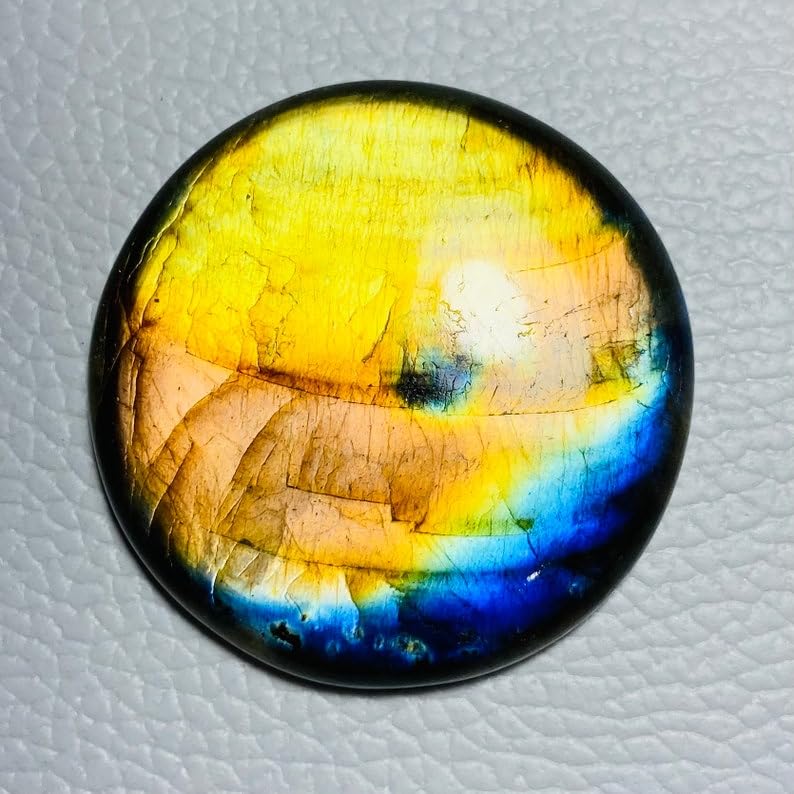 Labradorite précieuse de forme ronde, gemme d'exception de 39 mm - 5