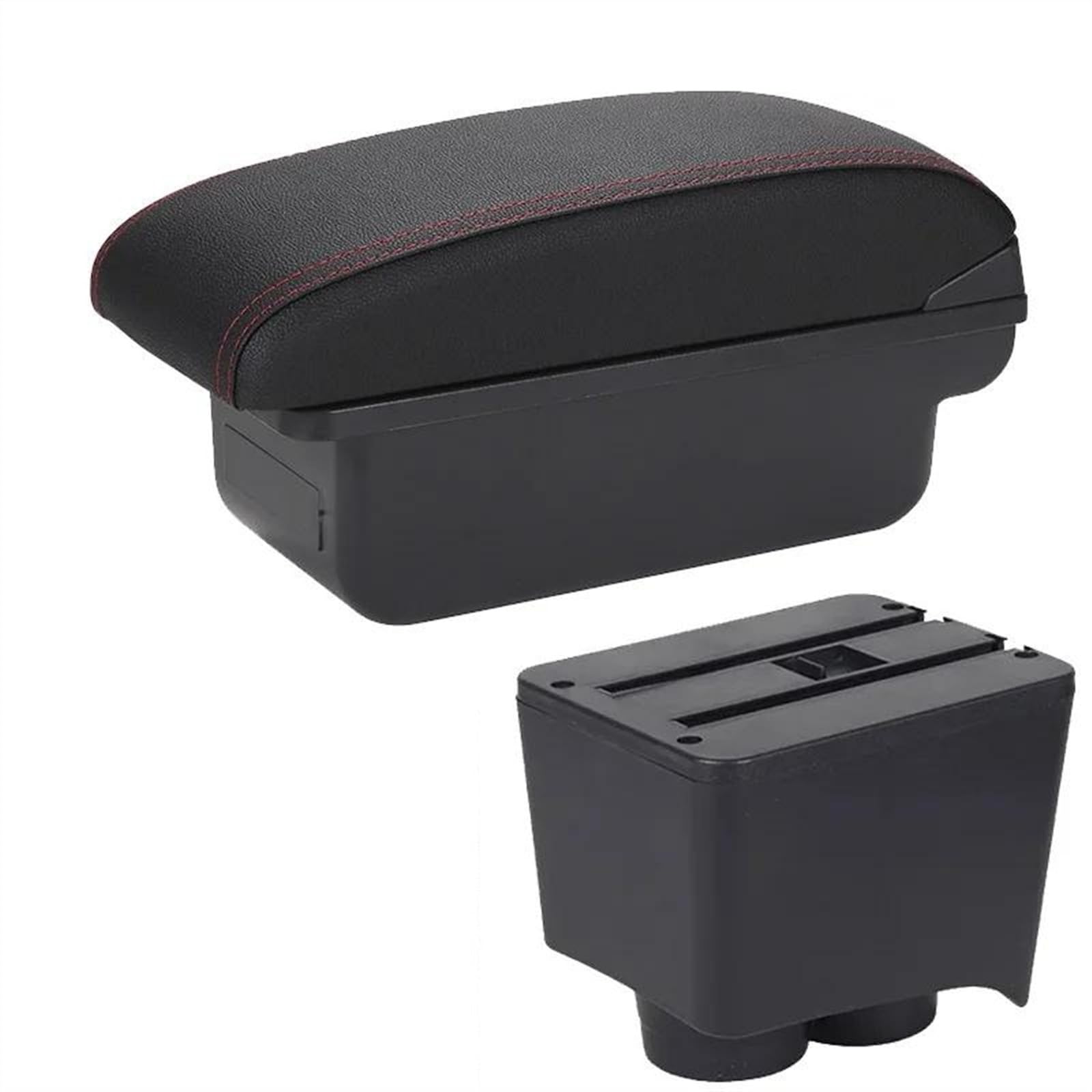 NOHEEU Car Armrest Box 2002-2009 Storage Accessories Simple Installation For POLO Mk5 6R For Vento(C1 Black red NO USB)