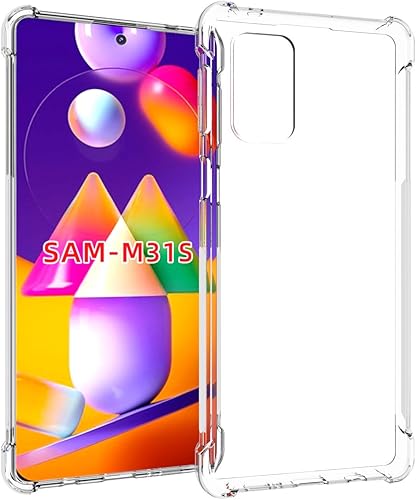 Case for Samsung Galaxy M31s Clear TPU Four Corners Protective Cover Transparent Soft funda