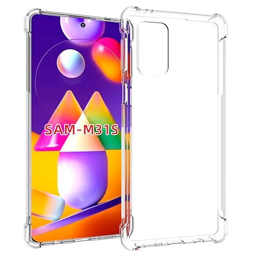 Case for Samsung Galaxy M31s Clear TPU Four Corners Protective Cover Transparent Soft funda