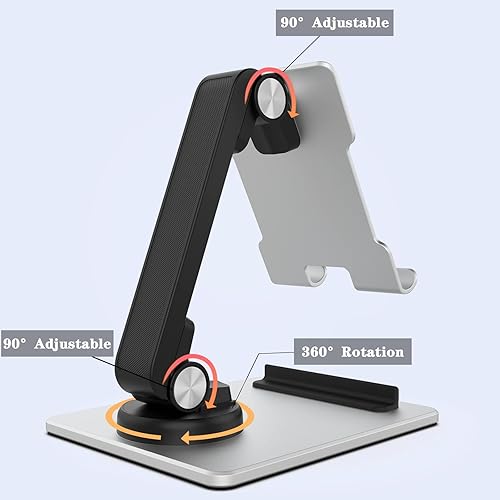 Miniatura 3 de Soporte de aluminio ajustable para teléfono celular con base giratoria de 360 soporte plegable resistente para todos los teléfonos de 4 a 129