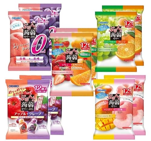 【セット販売】オリヒロ ぷるんと蒟蒻ゼリー パウチ 10袋(120個) アソート(いちご+温州みかん、白桃+巨峰、アップル+グレープ、マンゴー+白桃、シャインマスカット+オレンジ) 食べ比べ 大容量 JOYBストア