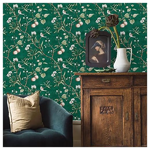 ART EANUR Peel and Stick Wallpaper Vintage Emerald Green Wallpaper Removable Wallpaper Cabinet Furniture Countertop Paper Textured Wallpaper (17.7"×236")