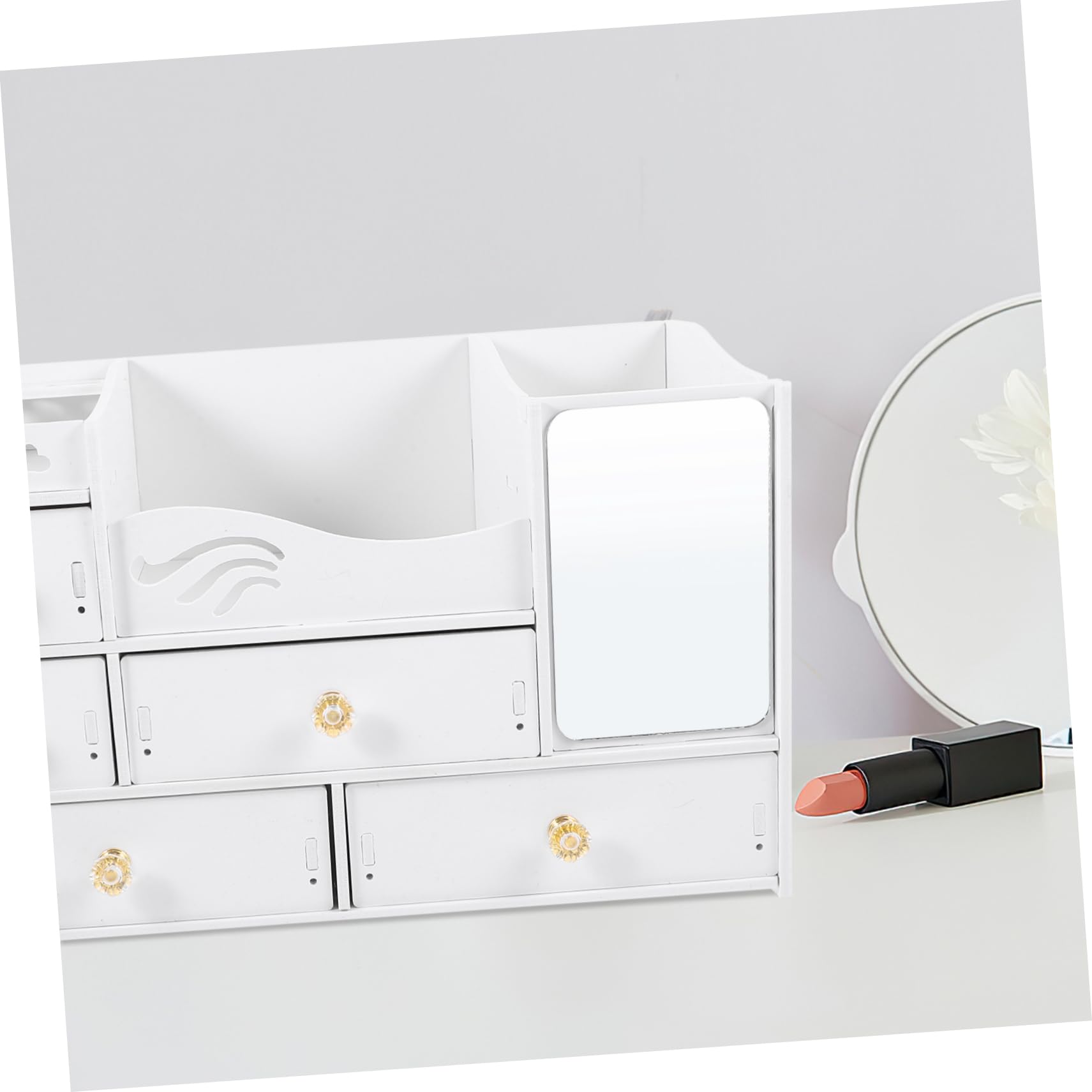 Scatola Porta Cosmetici con Cassetti, Bianca, PVC