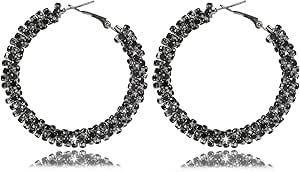 Amazon.com: Black Hoop Earrings for Women Big Hoop Earrings Sparkly