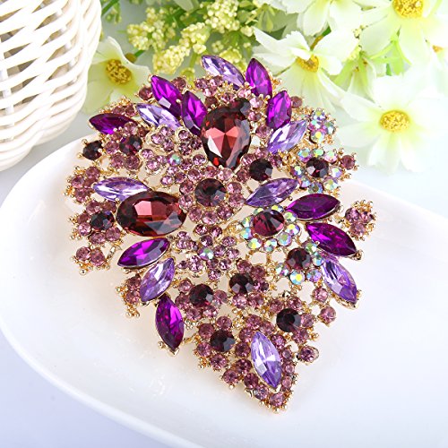 Image of EVER FAITH Women's Austrian Crystal Vintage Style Flower Leaf Cluster Brooch Pendant
