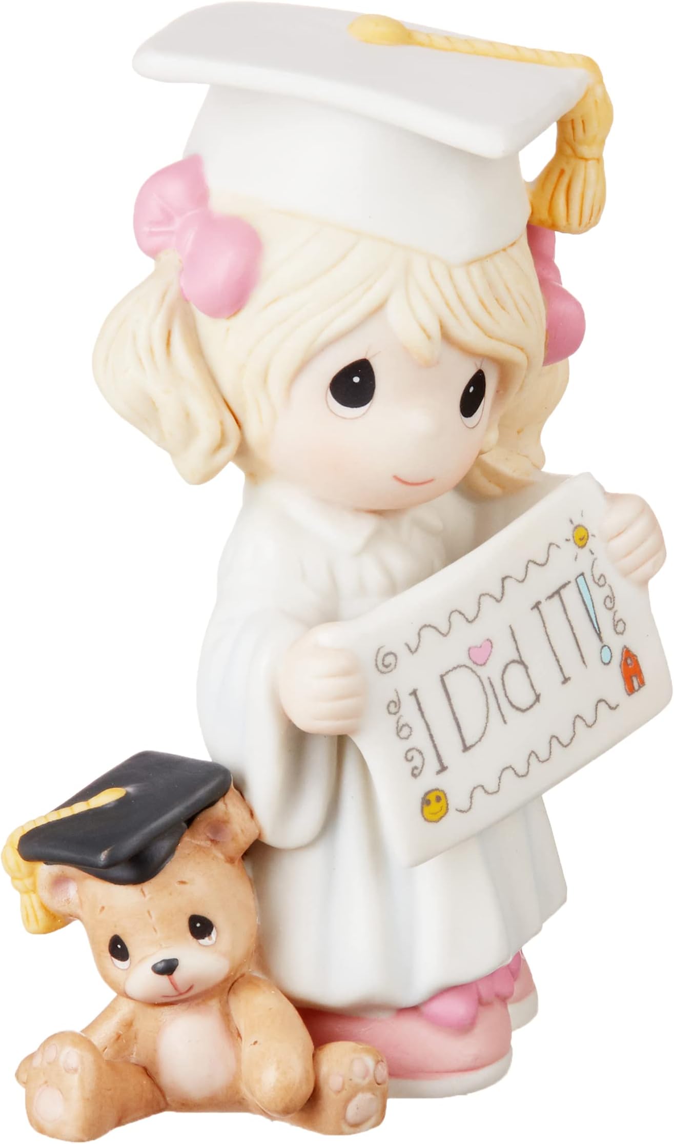 Celebrating Graduate with Teddy Bear, Collectible Porcelain Figurine, Ideal Graduation Gift, 17314